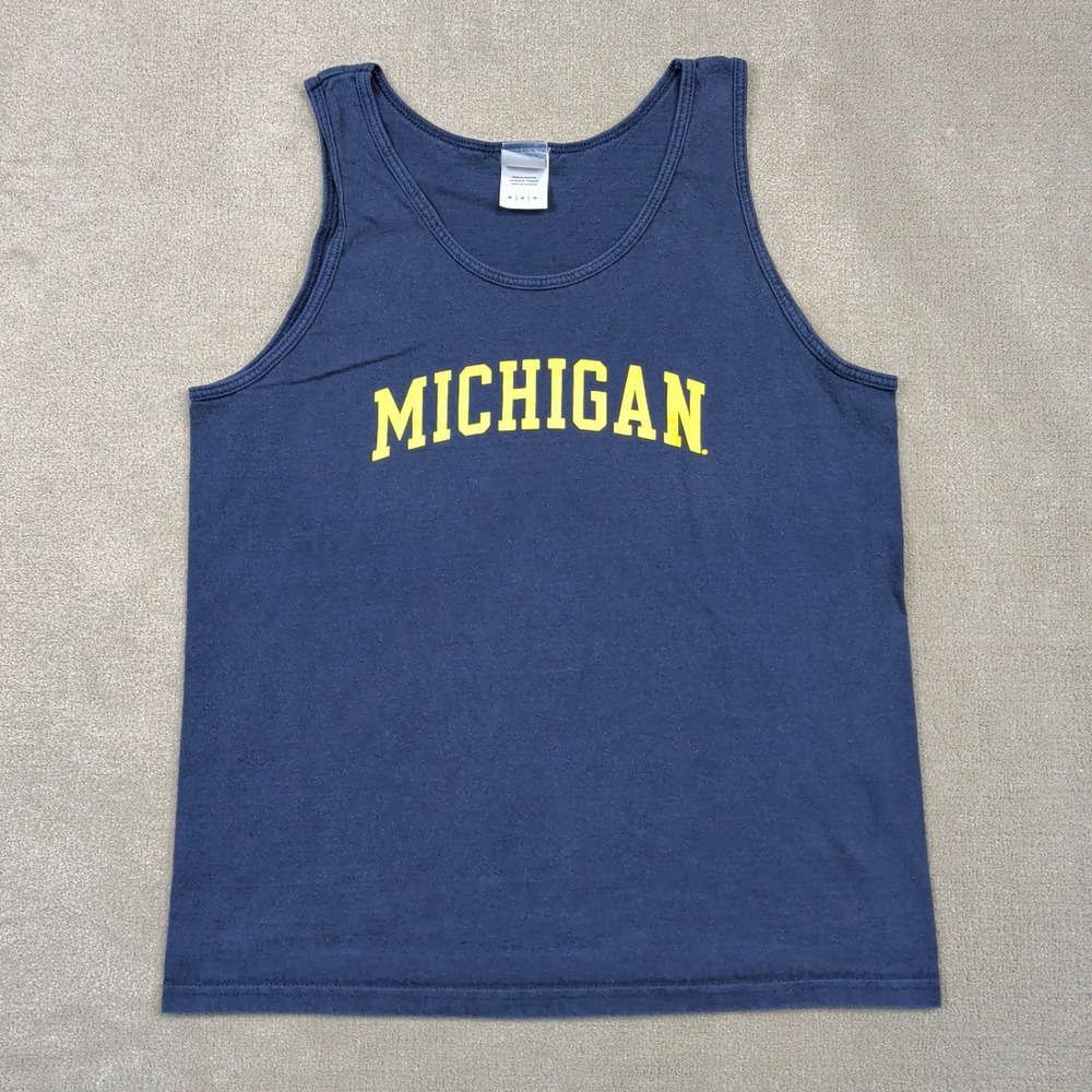 M Den Michigan Tank Top Mens Medium Navy Blue Cotton Collegiate Fan Gear